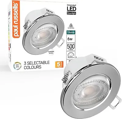 Downlight Recessed Ceiling Tiltable CCT LED Dimmable Spot Light IP65 Chrome   • £6.99