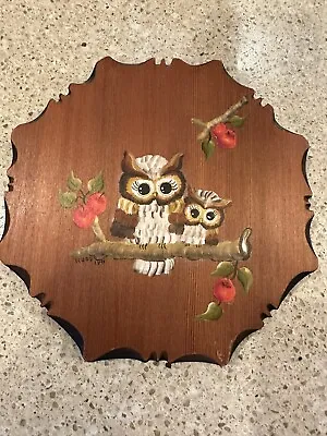 Hand Crafted Vintage Wood Owl Hanging Plaque Bird Wall Hanging 1970's • $17