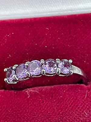 9ct  White Gold  Hallmarked  Amethyst Ring Size R And A Half • £59