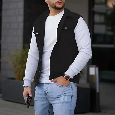 Fashion Men's Casual Button Up Denim Vest Vintage Sleeveless Jeans Vest Jacket • $27.79