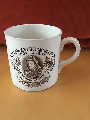 Antique 1897 Queen Victoria Diamond Jubilee Cup / Mug ‘Britannia Rules The Waves • £29.99