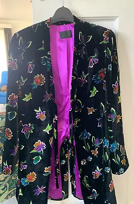 Caroline Charles Studio: Velvet Evening Jacket With Jewel Like Flowers. UK12. • £350