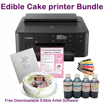 TS705a Edible Printer Kit Refillable Cartridges Edible Ink 24 Icing Sheets • £169.99