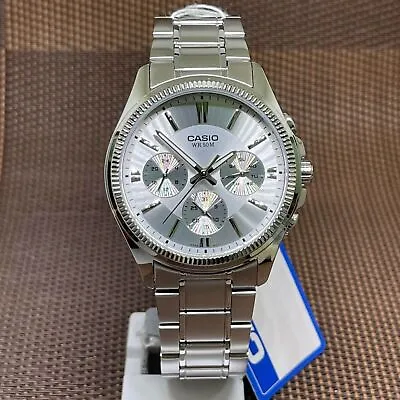 Casio MTP-1375D-7A Enticer Series Silver Analog Stainless Steel Men's Watch • $89.44