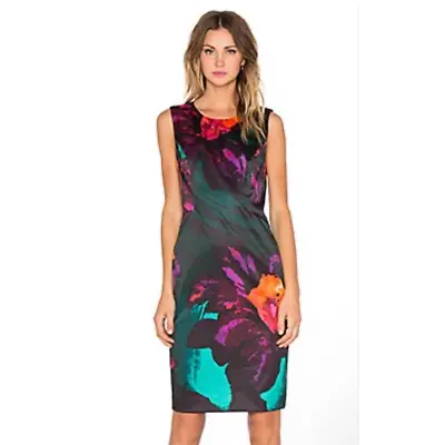 MILLY Bianca Twilight Pencil Dress Abstract Floral Women 4 Office Business Artsy • $49.99