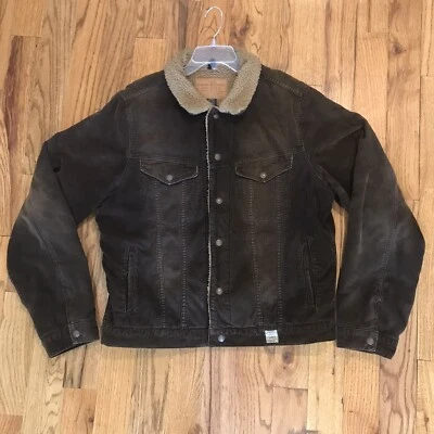 $69.99 • Buy Vtg Abercrombie & Fitch DISTRESSED Corduroy Sherpa Lined Trucker Jacket Mens XL