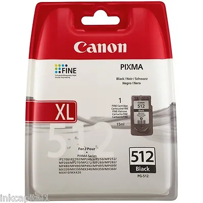 1 X Canon PG-512 Black Original OEM PIXMA Inkjet Cartridge - 401 Pages • £29.99
