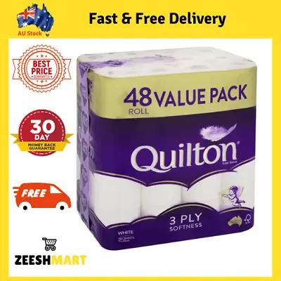 $38.89 • Buy 48x Quilton Toilet Paper Tissue Rolls 3-Ply 180 Sheets - Free Postage Best Price