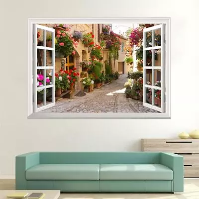 Huge Window 3D Green View Flowers Plant Wall Stickers Art Mural Decal Wallpaper • £8.19