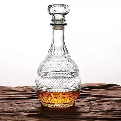 Whiskey Decanter Glass Crystal Liquor Scotch Vodka Bourbon Bottle Vintage Gift • $22.35