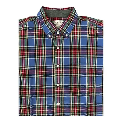 J Crew Shirt Mens Large Blue Plaid Madras Long Sleeve Button Up 100% Cotton 2013 • $15