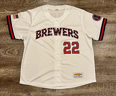 Milwaukee Brewers Christian Yelich USA Memorial Day White Jersey Adult XL • $30