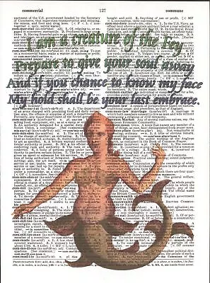 Mermaid Sea Hag Fey Poem Altered Art Print Upcycled Vintage Dictionary Page • $9.50