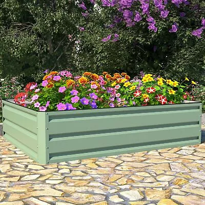 Garden Metal Raised Vegetable Planter Outdoor Flower Trough Herb Grow Bed Box • £134.99