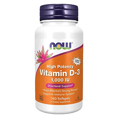 NOW FOODS Vitamin D-3 1000 IU - 360 Softgels • $13.97