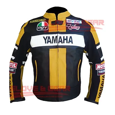 Yamaha 5242 Yellow Motorbike Bikers Track Days Cowhide Leather Armoured Jacket • £144.99