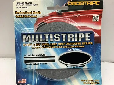 Prostripe R32002 Vinyl Striping Pinstriping Tape 5/16  X 40' Dual Line Black • $10.99