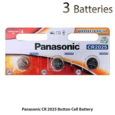 3 Panasonic CR2025 3V Lithium Coin Cell Battery 2025 For Watches Fob Keys Alarm • £3.29