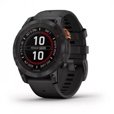 Garmin Fenix 7 Pro Solar Slate Gray GPS Watch With Black Band 010-02777-00 • $799.99