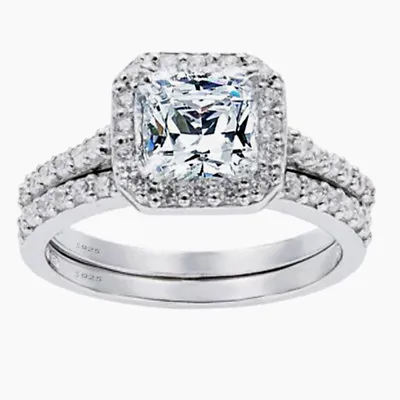 Wedding Ring Sets For Her  Engagement Rings Real Sterling Silver Princess Cut CZ • $24.99