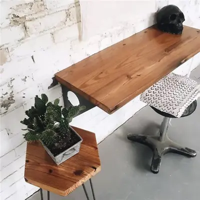 Industrial Rustic Wall-Mounted Table Dining Table Desk Pine Wood Wall-Mounted  • $141.99