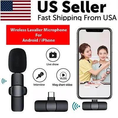 Lavalier Microphone Wireless Audio Video Recording Mini Mic For Android/iPhone • $8.39