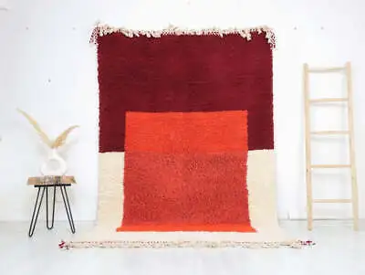 Handmade Rug Moroccan Vintage Wool Rug Berber Beni Ourain Orange Red Carpet Boho • $269