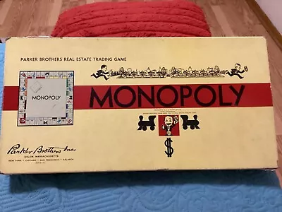 MONOPOLY VINTAGE 1946-1954 BOARD GAME W/ORIGINAL WOODEN PLAYERS!! FREE POSTAGE! • $27