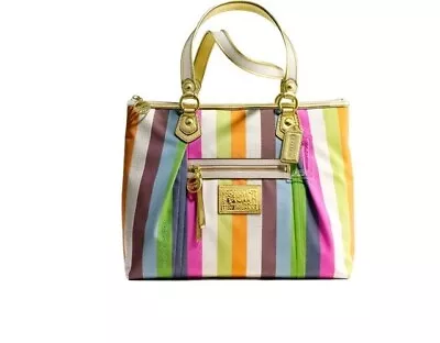 Coach Poppy Legacy Sequin Striped Glam Tote Handbag • $59.99