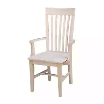 International Concepts Dining Chair High Back Armrest Unfinished Wood Mission • $139.14