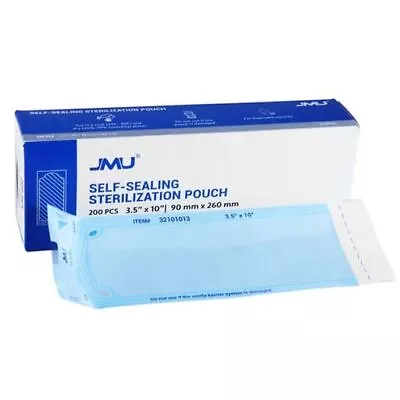 JMU 3.5 X10  Self-Sealing Sterilization Pouch Paper/Blue Film 200/Bx Medical • $18.69