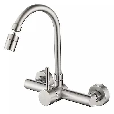 Wall Mount Kitchen Faucet Brushed Nickel 8 Inch Center Wall Mount Faucet Kitc... • $68.95