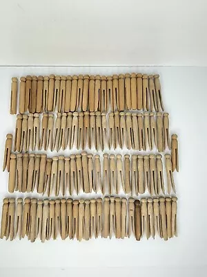 Vintage Wooden Clothes Pins Round Head Lot Of 105. 3 3/4” & 4” • $35