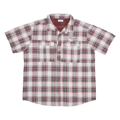 COLUMBIA Shirt Red Nylon Check Long Sleeve Mens XL • £17.99