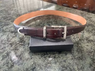 Martin Dingman Leather Belt 34 Alligator Grain Italian Calfskin Croc Brown USA • $25