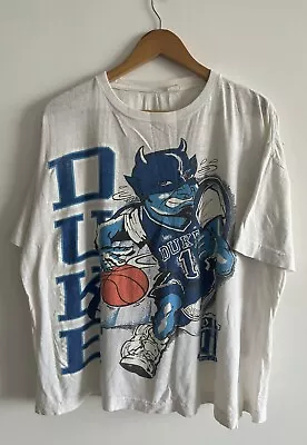 RARE Vintage Duke Blue Devils University Big Print Mirror T Shirt Size XL • $99.99