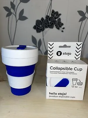STOJO Collapsible Pocket Cup Blue 355ml 12oz Camping Walking Travelling Work. • £11.99