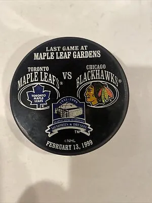 2/13/99 Last Game At Toronto Maple Leaf Gardens Commemorative Puck With Cube • $13.95
