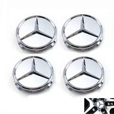 1Set Of 4 Silver 75mm Wheel Center Caps Logo Fit For Mercedes Benz Car Parts • $10.49