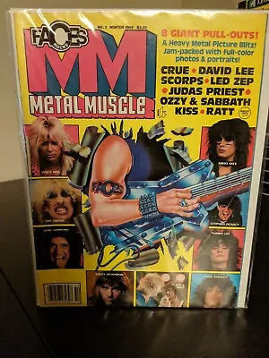 Faces Rocks Magazine METAL MUSCLE 1985 #2 W Posters MOTLEY CRUE KISS OZZY RATT • $21.80