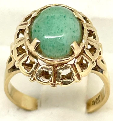 Antique 9K Yellow Gold 2.00ct Jade Ladies Anniversary / Engagement Ring 9ct 375 • $71