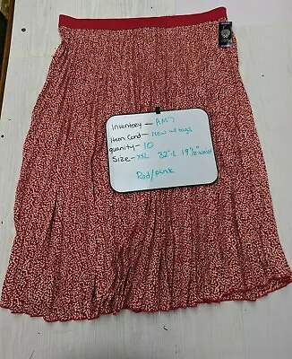 New Vince Camuto Women's Pleated Maxi Midi Skirt Twiggy Dot Red/Pink 2XL AM7 • $9.99