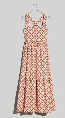 Madewell $158 Cicely Tiered Midi Dress Geo Checkerboard Size 10 NK520 • $70