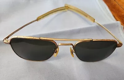 Vtg AO American Optical Aviator Sunglasses 12 K Gold Filled W Case Double Bridge • $41