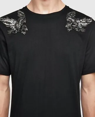 £15 • Buy Zara Man Embellished Beaded T Shirt Bundle - L  - Swallow, Skull. Khaki & Black