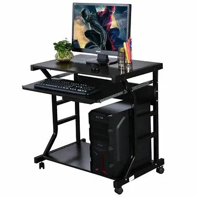 Rolling Computer Desk Laptop PC Coner Table Desktop W/ Rolling Wheel Home Office • $58.99