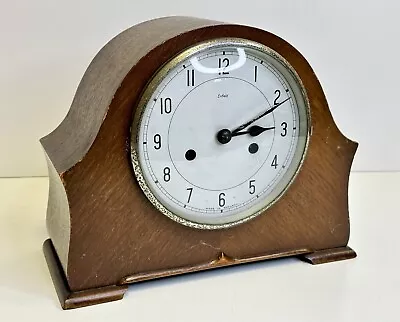 Enfield Wooden Mantle Piece Clock Vintage & Key. Not Working For Restoration • £19.95