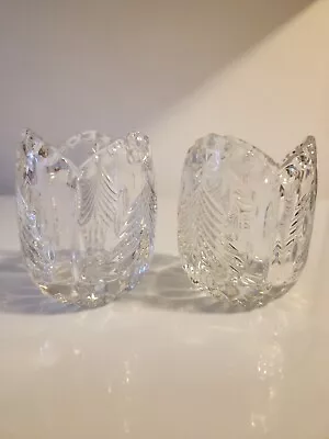 Mikasa Crystal Christmas Tree Votive Candle Holders 4  Tea Light Germany  • $17.99