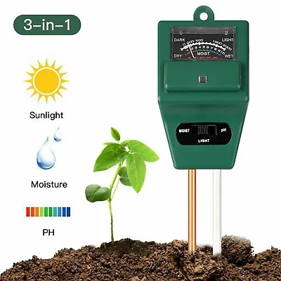 3 In1 Soil Tester Water PH Moisture Light Test Meter Kit For Plant Seeding Tool • $7.99