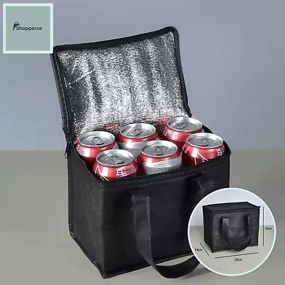 Thermal Insulated Lunch Bag Adults Kits Mens Womens Black Simple Lunch Food UK • £5.49